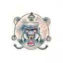 monkey with banner tattoo design idea