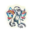 monkey with banner tattoo design idea