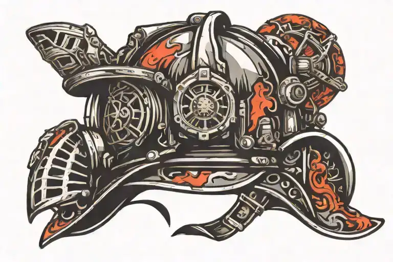 Firefighter helmet tattoo design idea