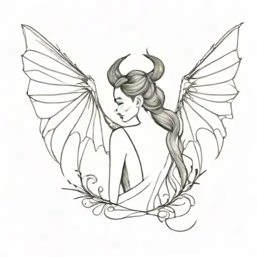 the wings of maleficent alone from behind with the date 27 05 tattoo design idea