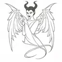 the wings of maleficent in disney with one line with the date 05/27 tattoo design idea