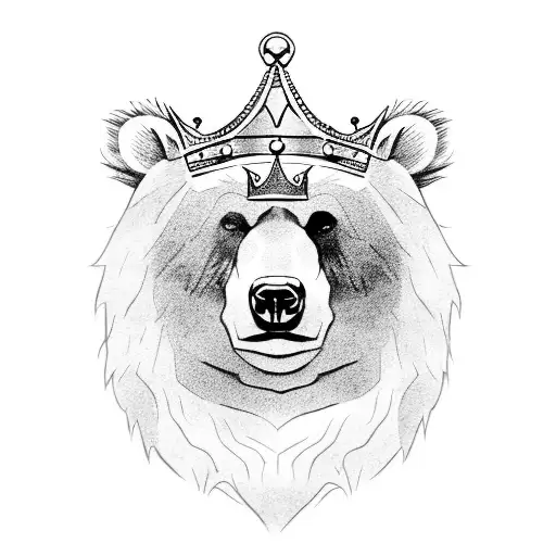 bear head with crown tattoo design idea