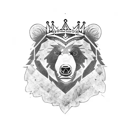 bear head with crown tattoo design idea