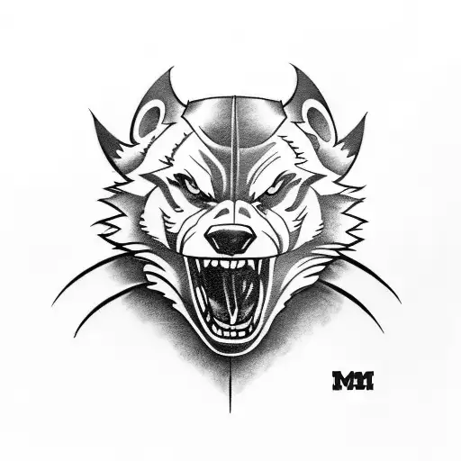 Create a tattoo design that incorporates the University of Michigan logo and a wolverine tattoo design idea