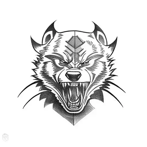 Create a tattoo design that incorporates the University of Michigan logo and a wolverine tattoo design idea