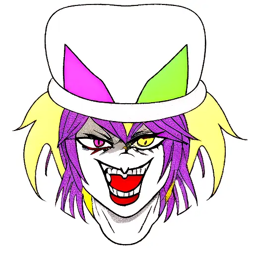 half mad hatter half joker face tattoo design idea