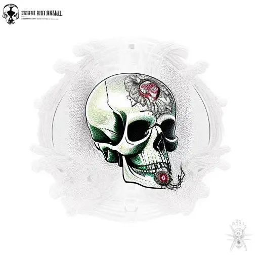 Dead skull inside a biological hazard sign with barbed wired  tattoo design idea
