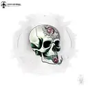 Dead skull inside a biological hazard sign with barbed wired  tattoo design idea