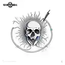 Dead skull inside a biological hazard sign with barbed wired  tattoo design idea