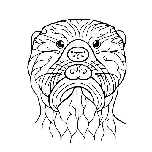 otter line work  tattoo design idea