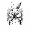 White rabbit from Alice in wonderland with clock tattoo design idea
