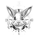 White rabbit from Alice in wonderland with clock tattoo design idea