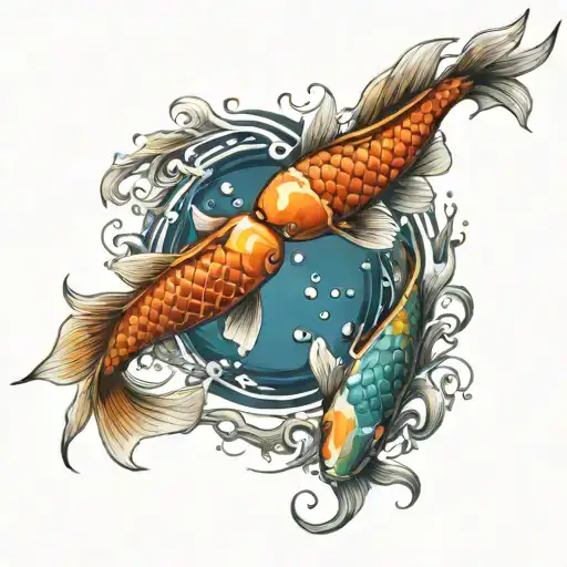 two koi fish swimming together tattoo design idea