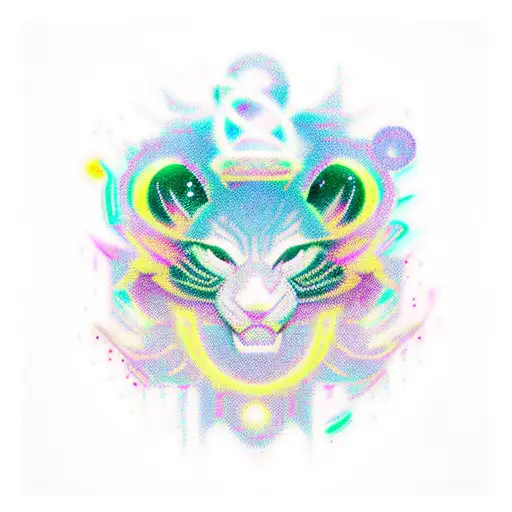 A vibrant rave scene with elements of video games and anime incorporated tattoo design idea