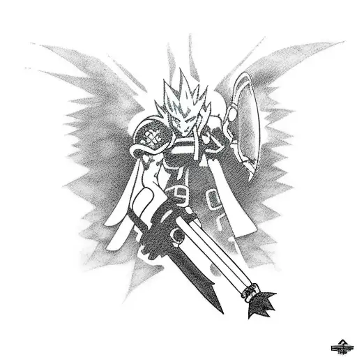A mashup tattoo featuring characters from Final Fantasy 7 and elements from video games and anime tattoo design idea
