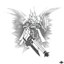 A mashup tattoo featuring characters from Final Fantasy 7 and elements from video games and anime tattoo design idea