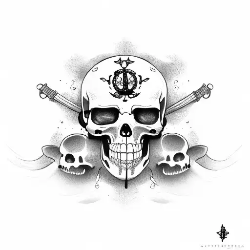 jolly Roger with brotherhood  tattoo design idea