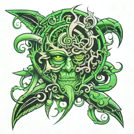 green biometrical tattoo design idea