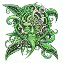 green biometrical tattoo design idea