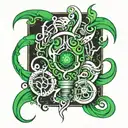green biometrical tattoo design idea