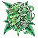 green biometrical tattoo design idea