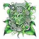 green biometrical tattoo design idea