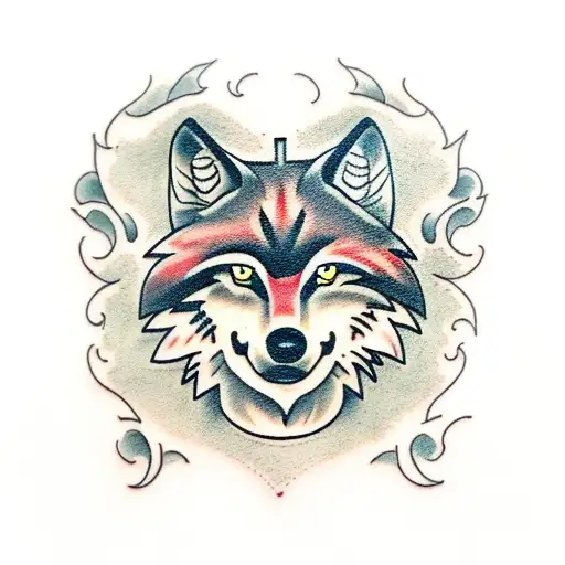 Wolf red eyes tattoo design idea