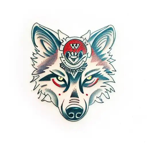 Wolf red eyes tattoo design idea