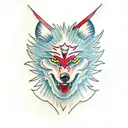 Wolf red eyes tattoo design idea