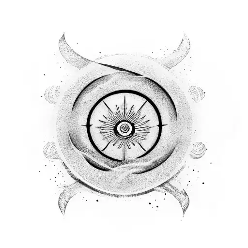 Enso symbol surrounded by fiery waves tattoo design idea