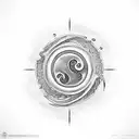 Enso with waves and fire tattoo design idea