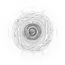 Enso circle with waves and fire tattoo design idea