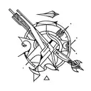 Arc with the word "the archer" in between  tattoo design idea