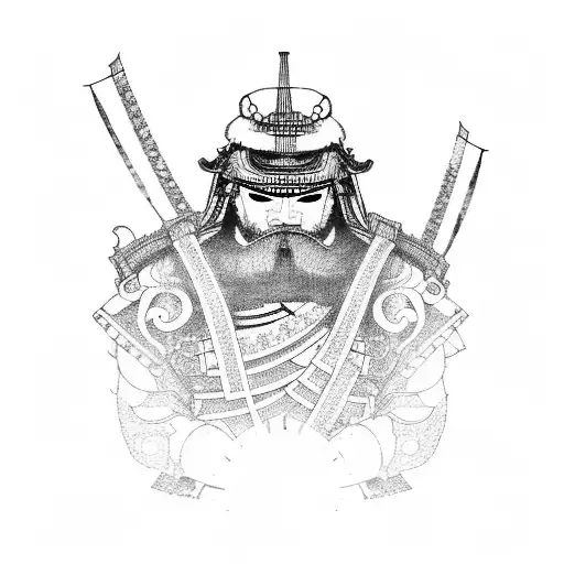 Japanese samurai and temple and solar space system and nature background forearm half sleeve tattoo design idea