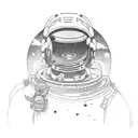 Japanese samurai and temple and astronaut and solar space system and nature background forearm half sleeve tattoo design idea