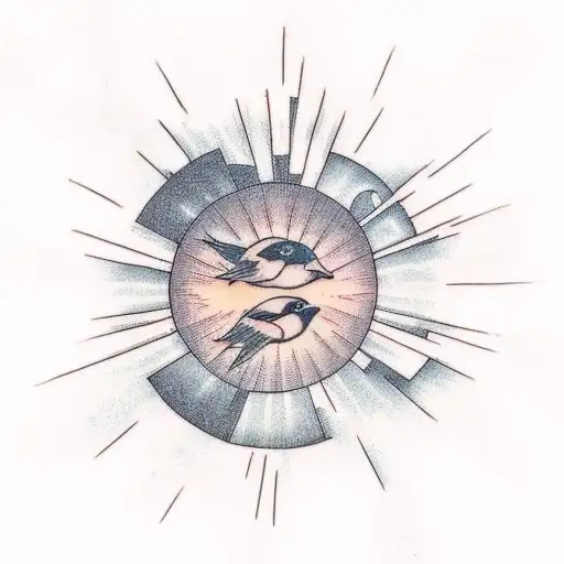 The setting sun casts shadows wide And frees the birds to hide In darkening copses where, with Fading notes on evening a tattoo design idea