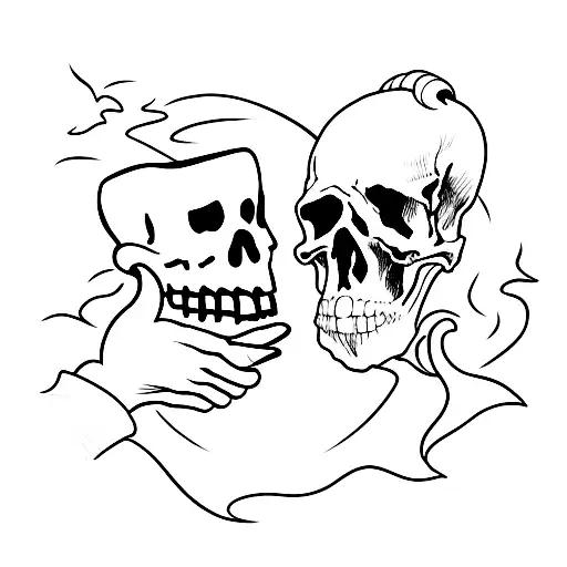 death shaking hands with an old man tattoo design idea