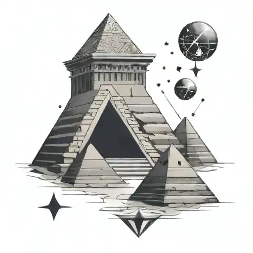Pyramids with ISIS and the constellations  tattoo design idea