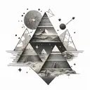 Pyramids with ISIS and the constellations  tattoo design idea