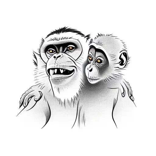 monkey in the woods tattoo design idea