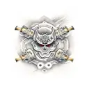 Hero with brass knuckles with blade tattoo design idea