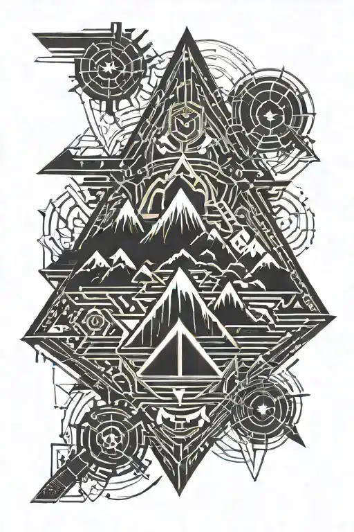 mountain modern tattoo design idea