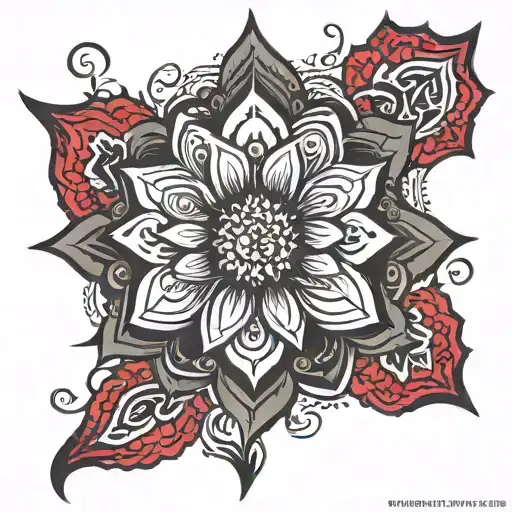 a mandala flower in black with red for men tattoo tattoo design idea