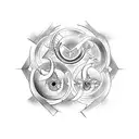 Gemini with a taurus on both sides, scorpio in the middle, pisces on the top, and aquarius on the bottom tattoo design idea