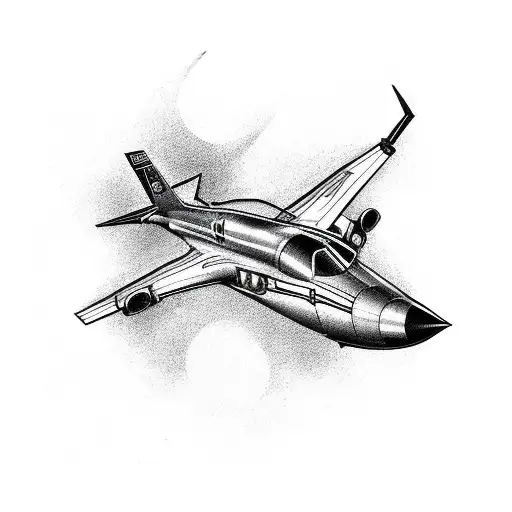 A tattoo design featuring a jet flying through a gaming console tattoo design idea