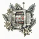 slot machine showing 777 tattoo design idea