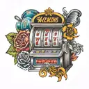 slot machine showing 777 tattoo design idea