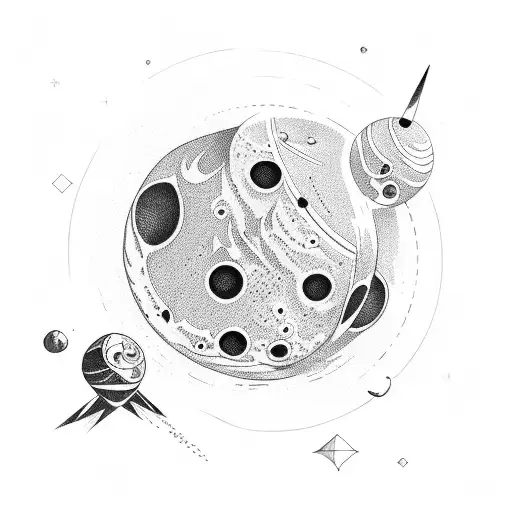 flying asteroids  tattoo design idea