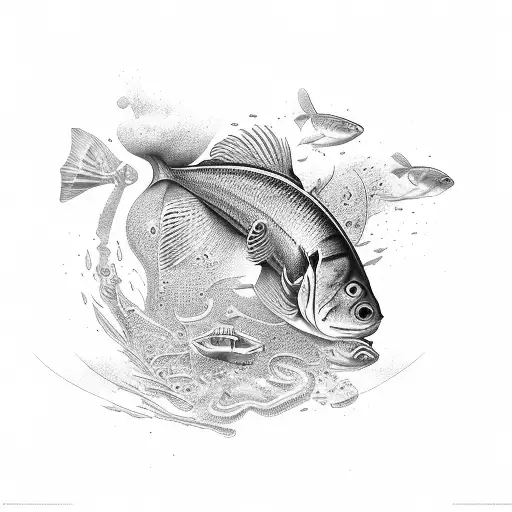 fish whit leon tattoo design idea