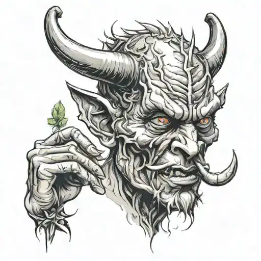 Devil smoking weed tattoo design idea